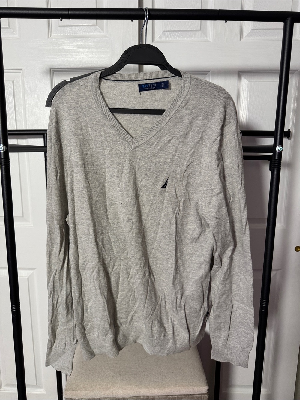 Nautica Men's V-Neck Sweater - Light Gray